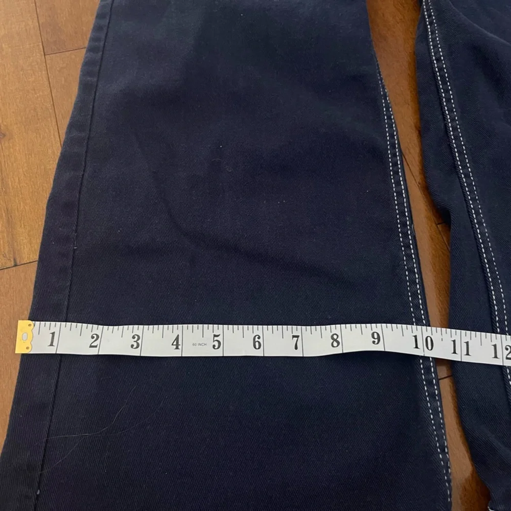 H&M Divided Navy Wide Leg Navy Denim Size 2 Baggy Skater Cotton Blend Minimalist - Picture 6 of 10